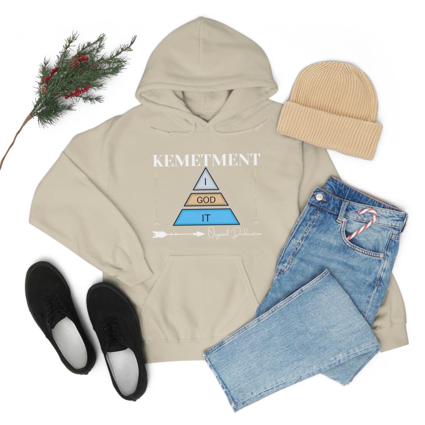 KEMETMENT DOUBLE SIDED "I GOD IT' LOGO Unisex Heavy Blend™ Hooded Sweatshirt