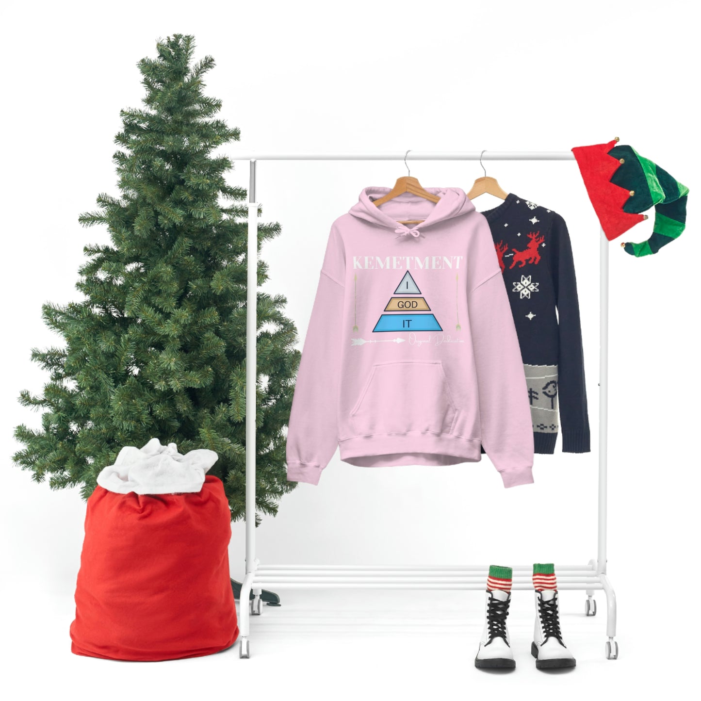 KEMETMENT DOUBLE SIDED "I GOD IT' LOGO Unisex Heavy Blend™ Hooded Sweatshirt