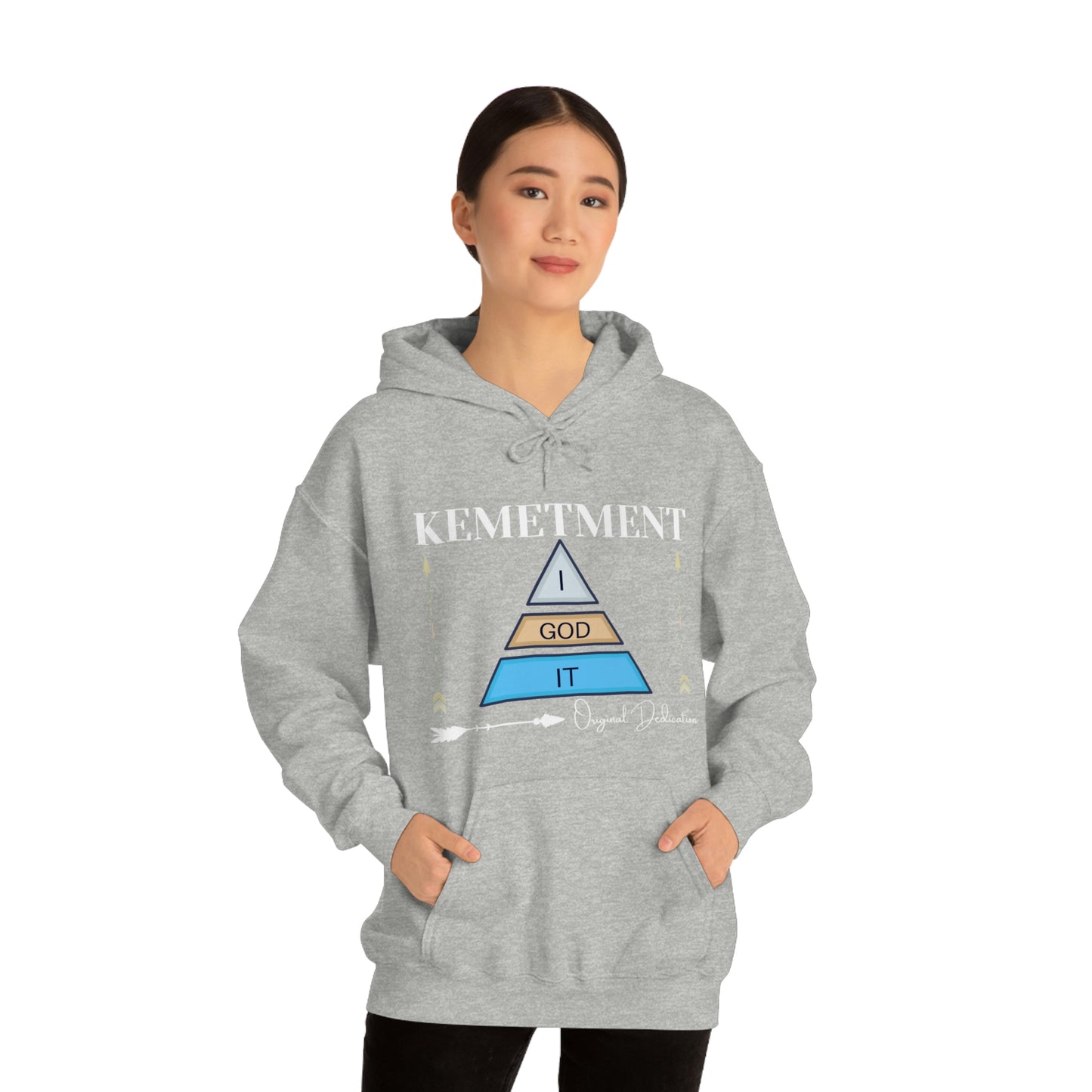 KEMETMENT DOUBLE SIDED "I GOD IT' LOGO Unisex Heavy Blend™ Hooded Sweatshirt
