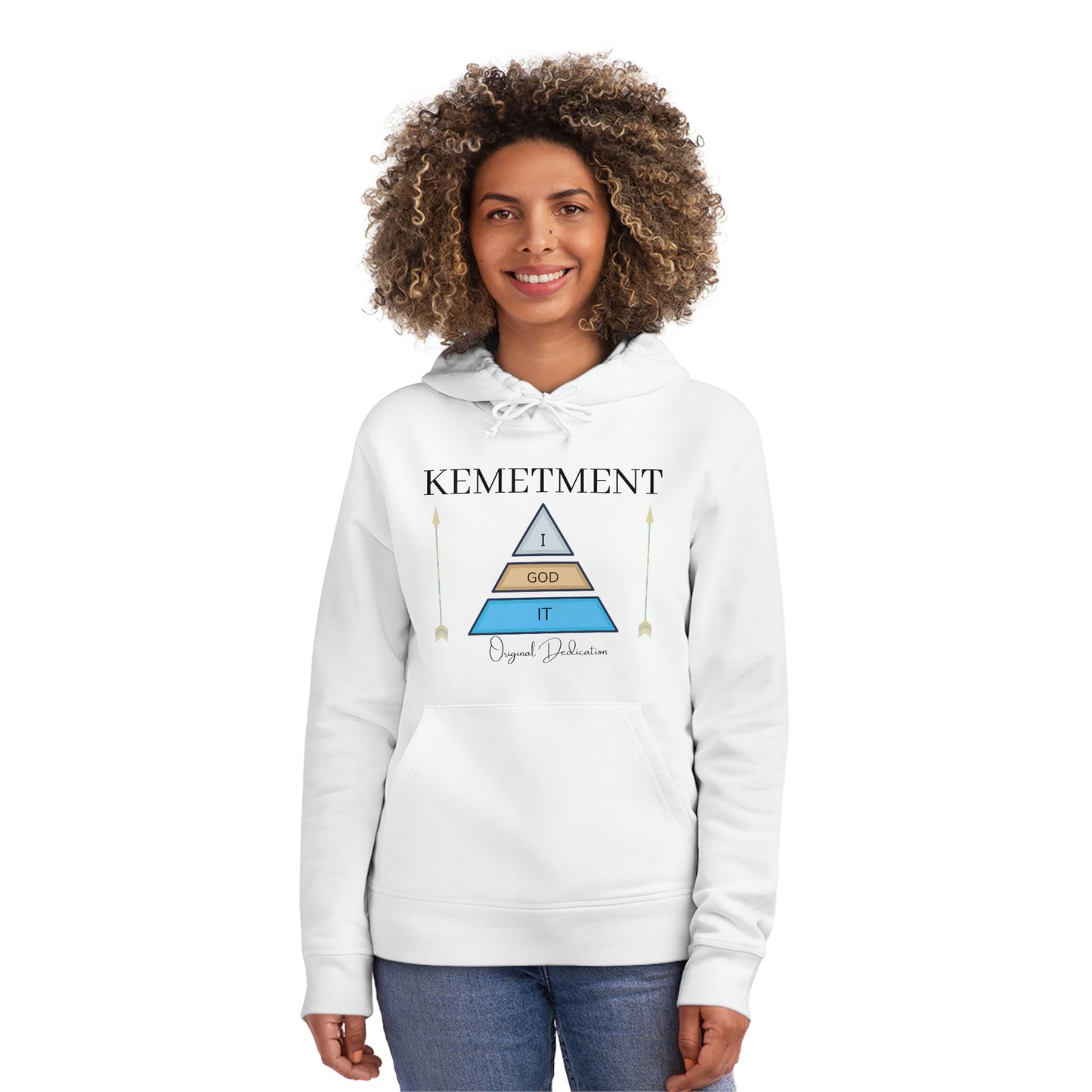 KEMETMENT I GOD IT WHITE 2 sided logo Drummer Hoodie