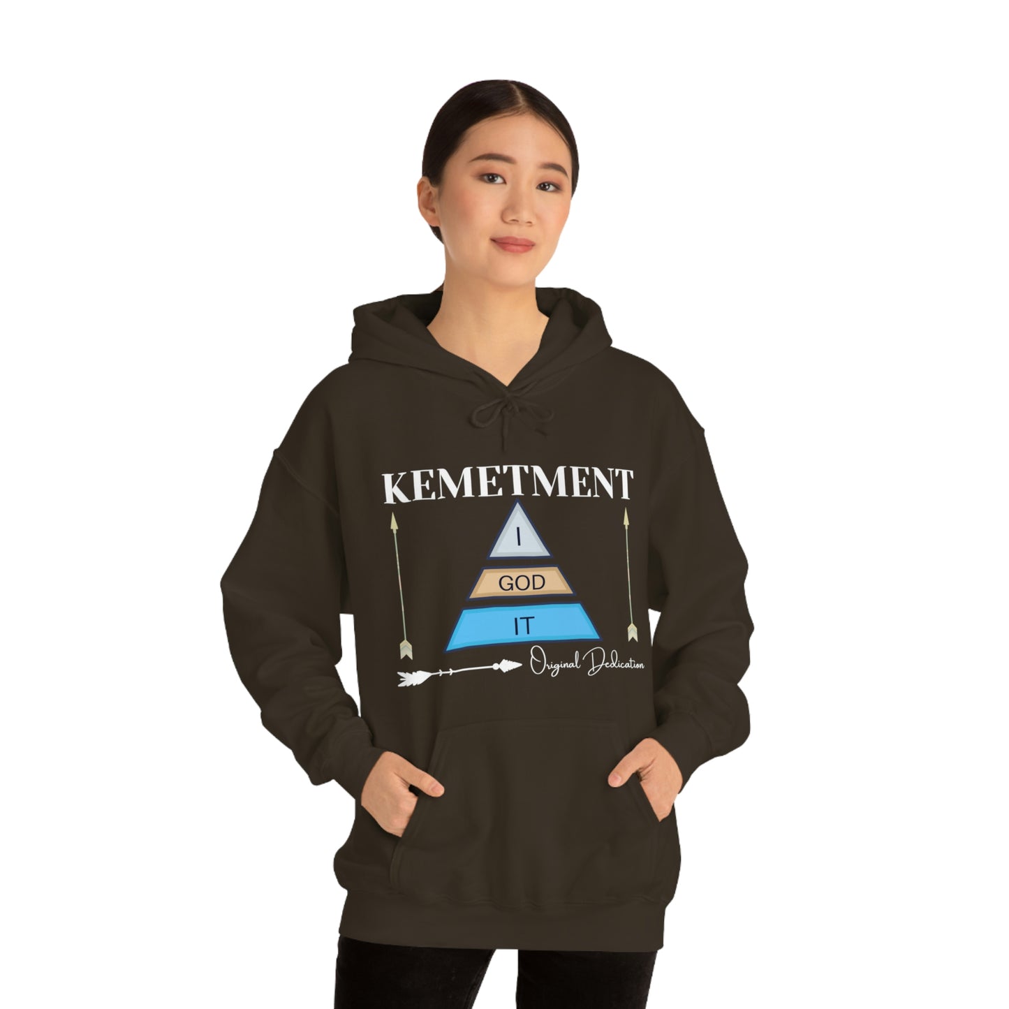 KEMETMENT DOUBLE SIDED "I GOD IT' LOGO Unisex Heavy Blend™ Hooded Sweatshirt