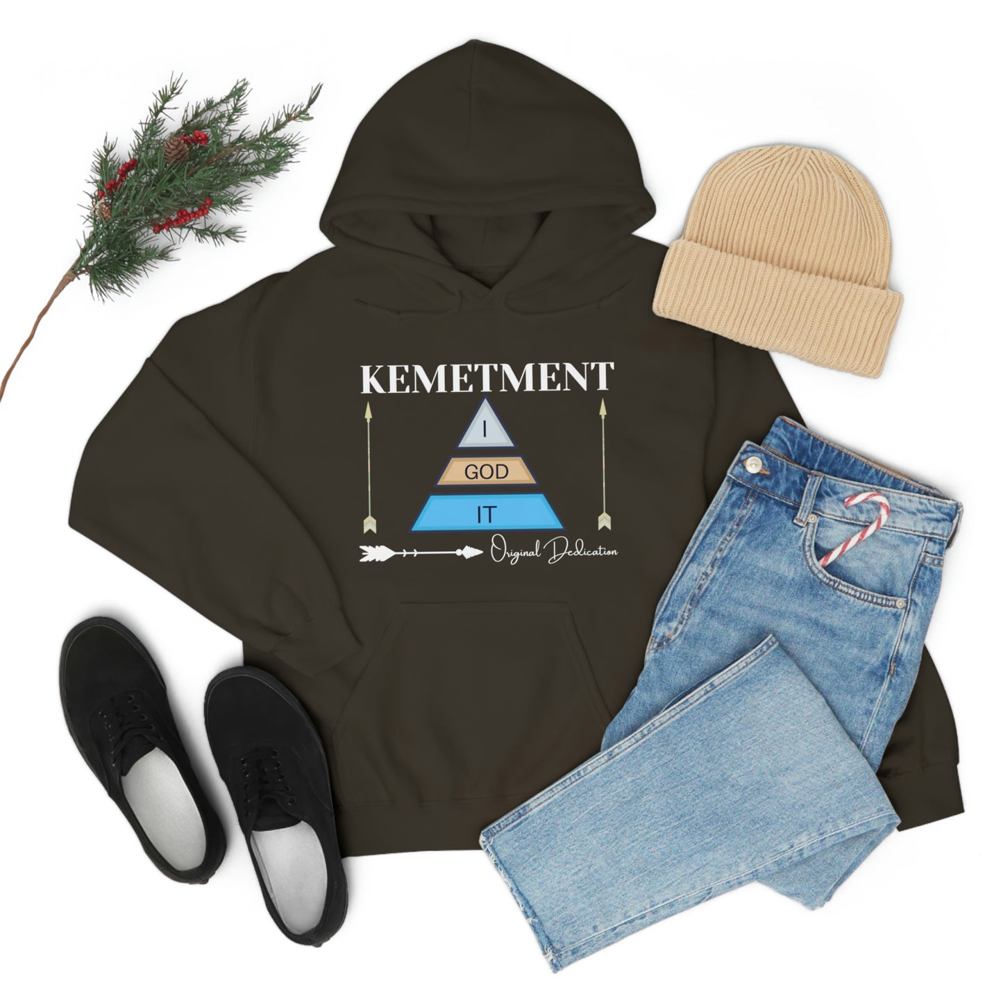 KEMETMENT DOUBLE SIDED "I GOD IT' LOGO Unisex Heavy Blend™ Hooded Sweatshirt