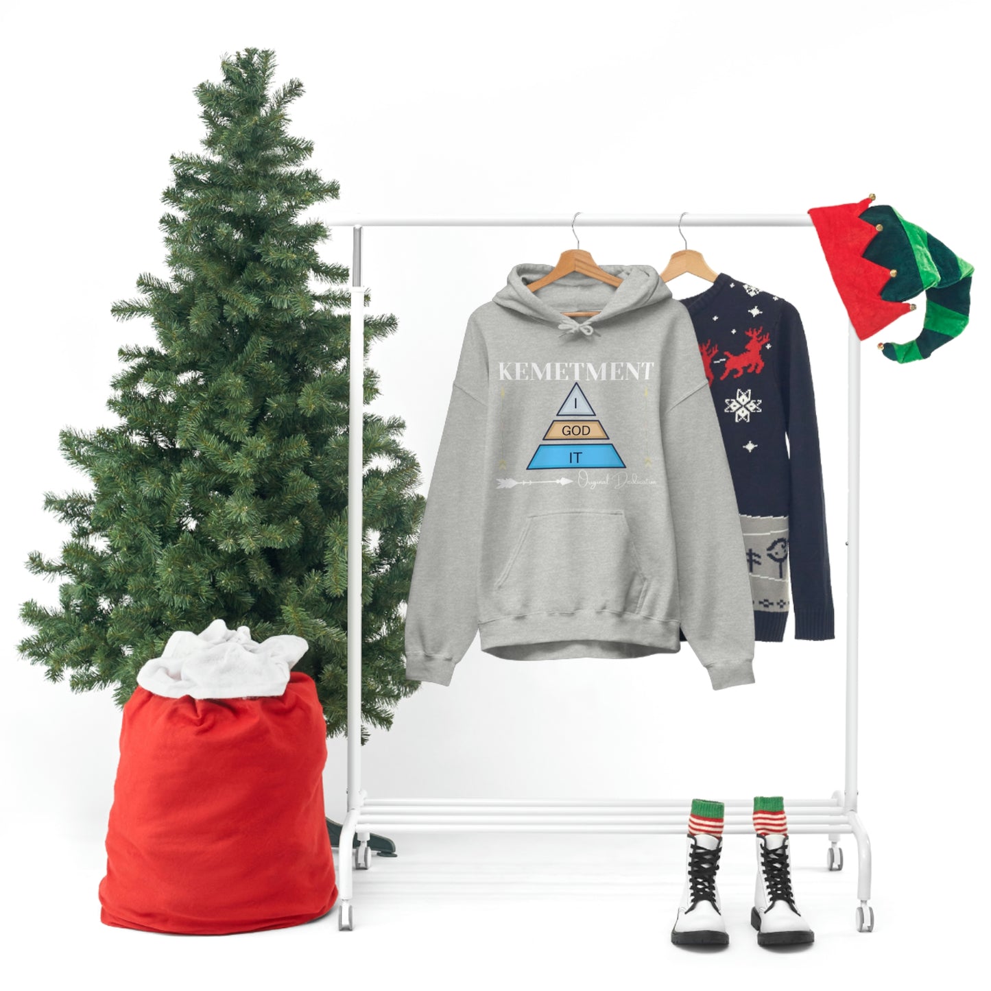 KEMETMENT DOUBLE SIDED "I GOD IT' LOGO Unisex Heavy Blend™ Hooded Sweatshirt