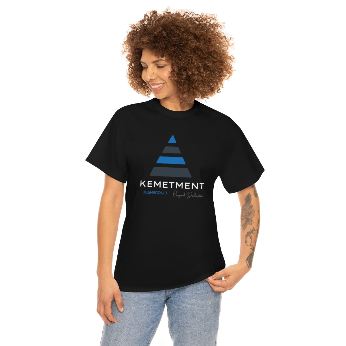 Front/ Back Kemetment Pyramid Logo Mens Heavy Cotton Tee...