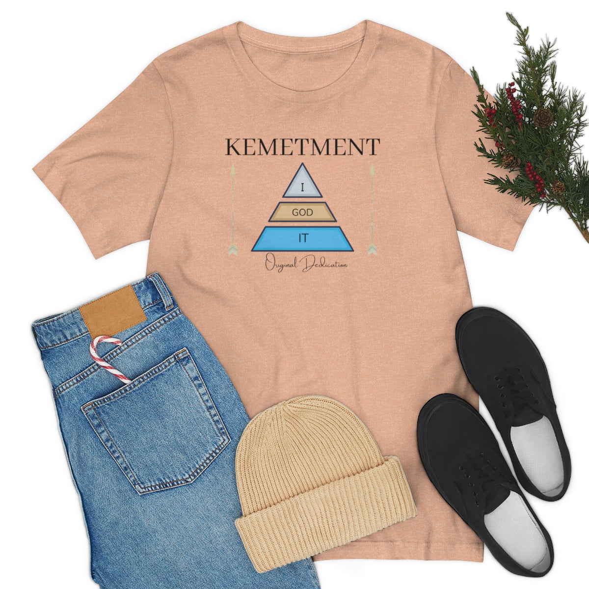 Womens Kemetment ( I God It ) 2 Sided Logo Bella Canva Jersey Short Sleeve Tee