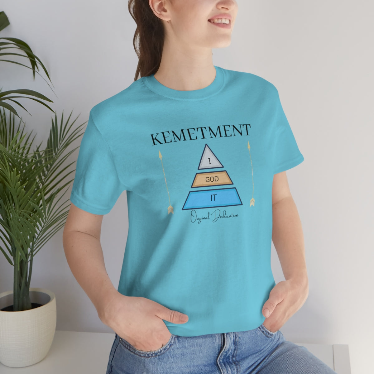 Womens Kemetment ( I God It ) 2 Sided Logo Bella Canva Jersey Short Sleeve Tee