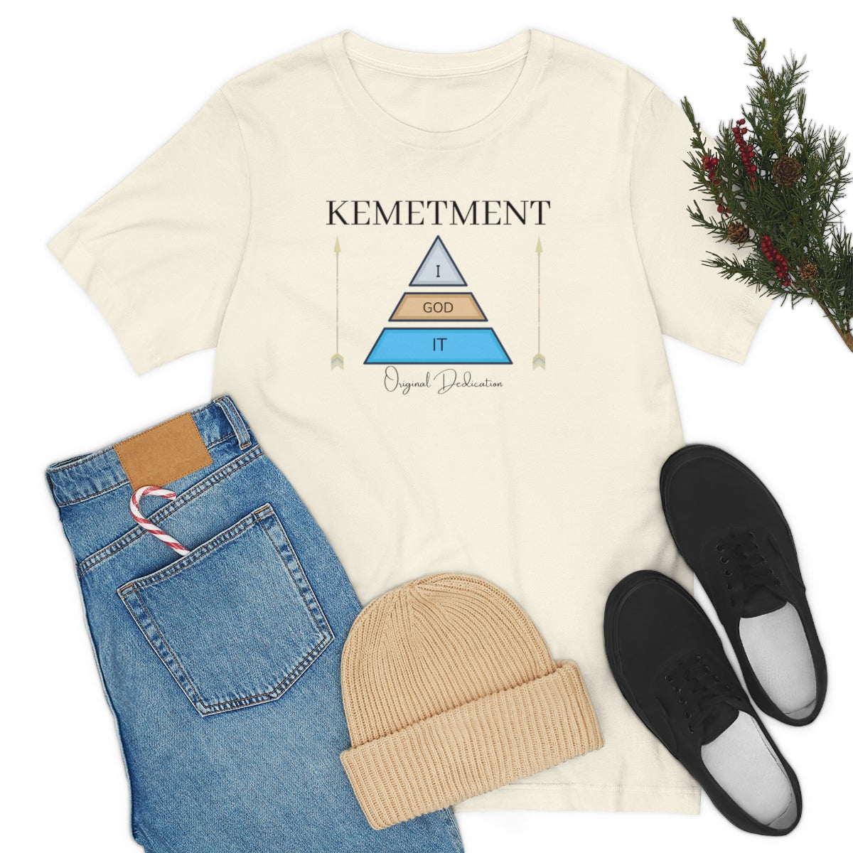 Womens Kemetment ( I God It ) 2 Sided Logo Bella Canva Jersey Short Sleeve Tee