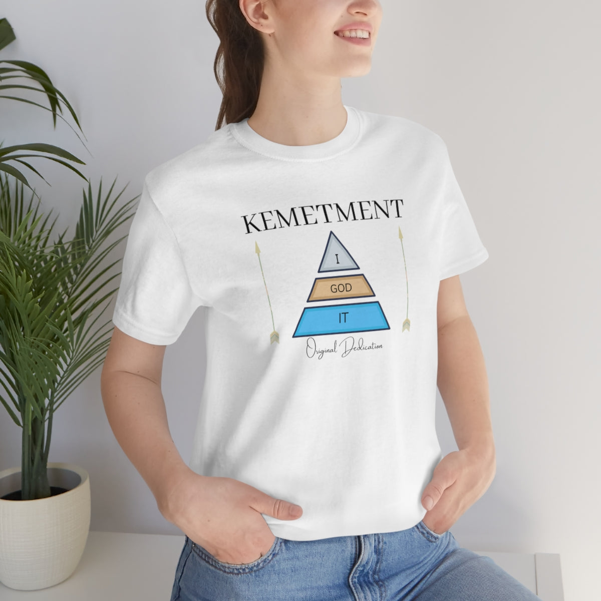 Womens Kemetment ( I God It ) 2 Sided Logo Bella Canva Jersey Short Sleeve Tee