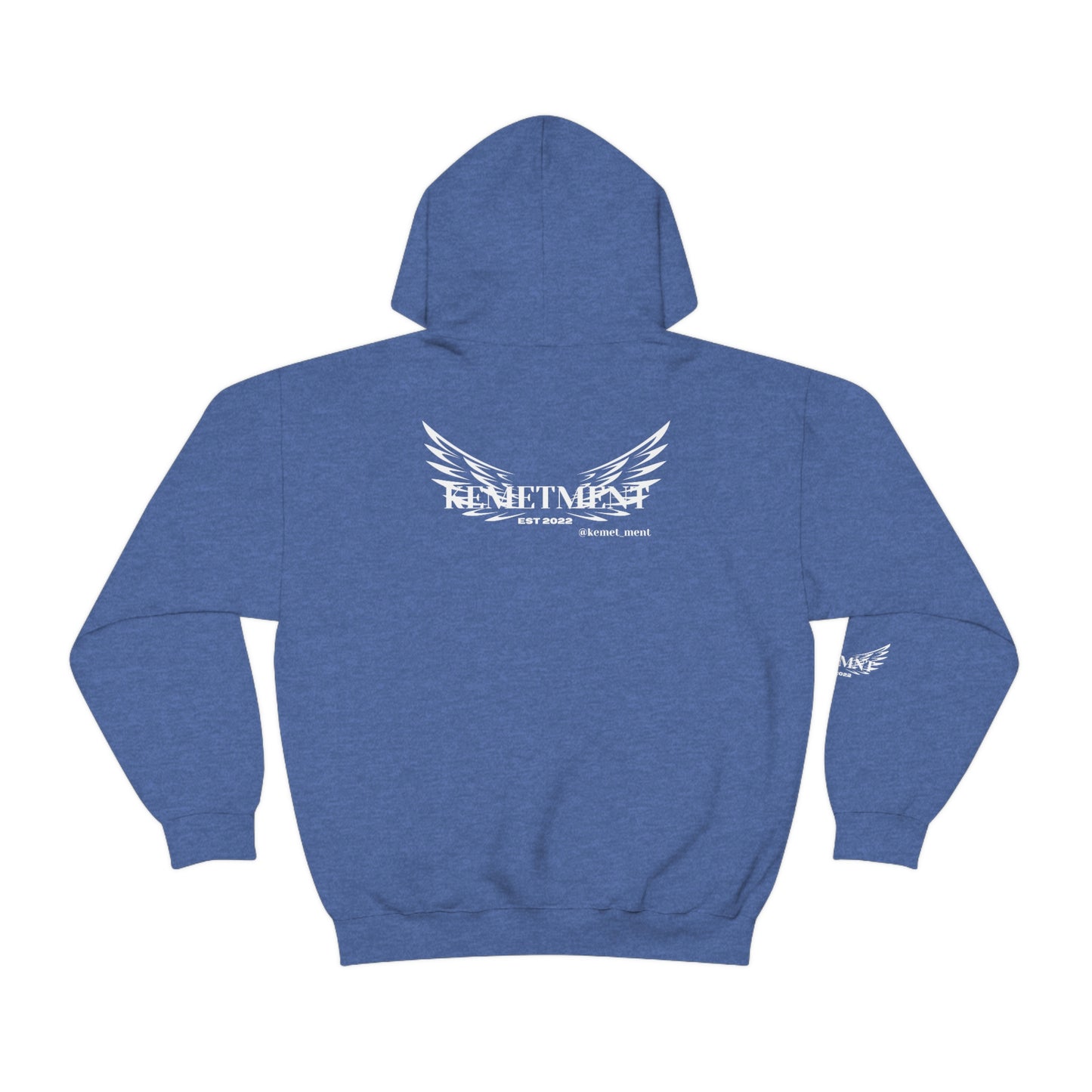 WINGED KEMETMENT Double sided with right arm arrows and winged decal Unisex Heavy Blend™ Hooded Sweatshirt