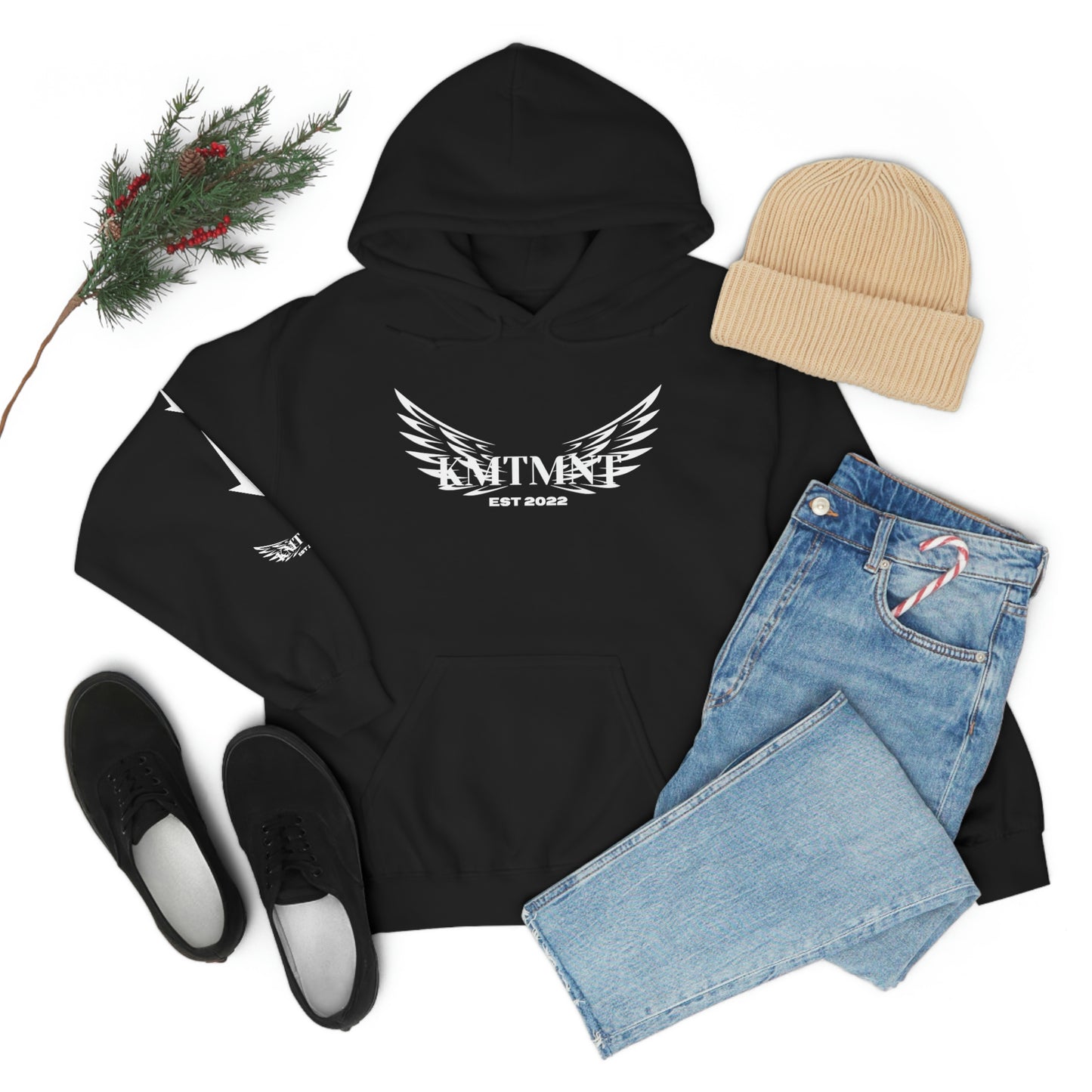 WINGED KEMETMENT Double sided with right arm arrows and winged decal Unisex Heavy Blend™ Hooded Sweatshirt