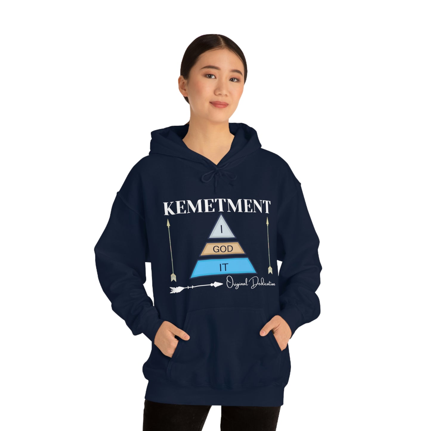 KEMETMENT DOUBLE SIDED "I GOD IT' LOGO Unisex Heavy Blend™ Hooded Sweatshirt