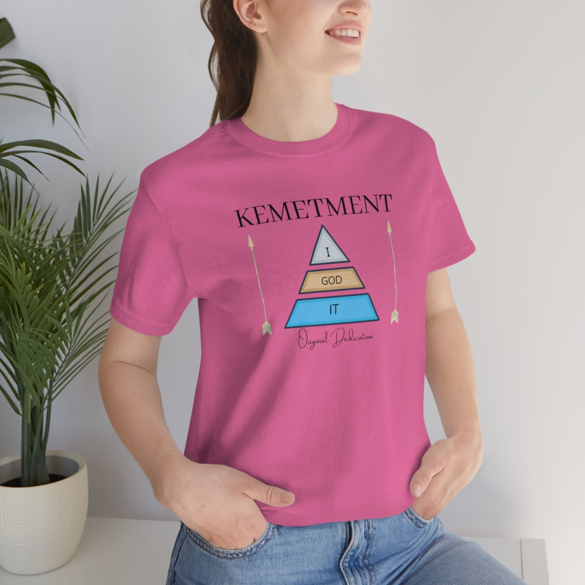 Womens Kemetment ( I God It ) 2 Sided Logo Bella Canva Jersey Short Sleeve Tee