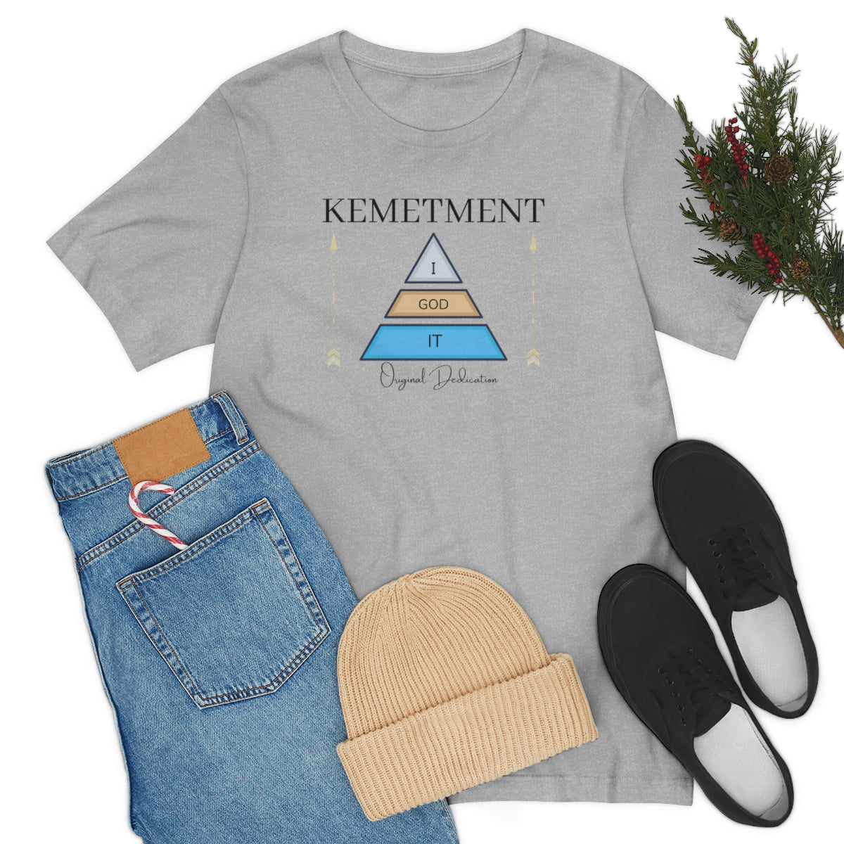 Womens Kemetment ( I God It ) 2 Sided Logo Bella Canva Jersey Short Sleeve Tee