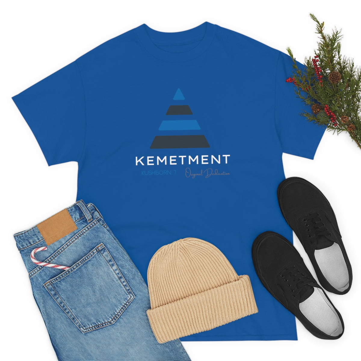 Front/ Back Kemetment Pyramid Logo Mens Heavy Cotton Tee...