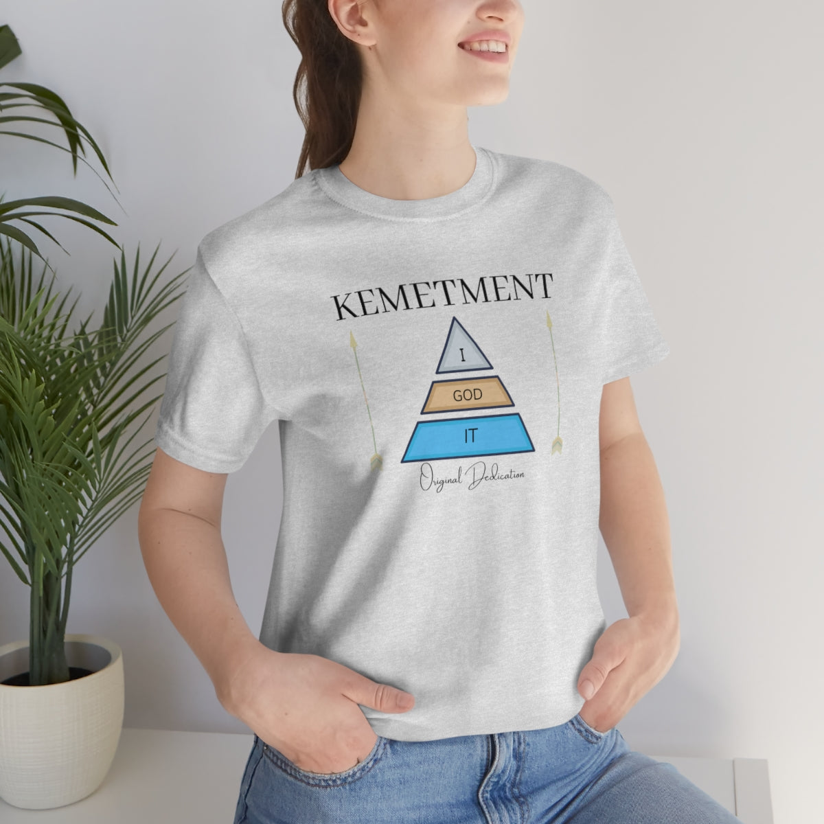 Womens Kemetment ( I God It ) 2 Sided Logo Bella Canva Jersey Short Sleeve Tee