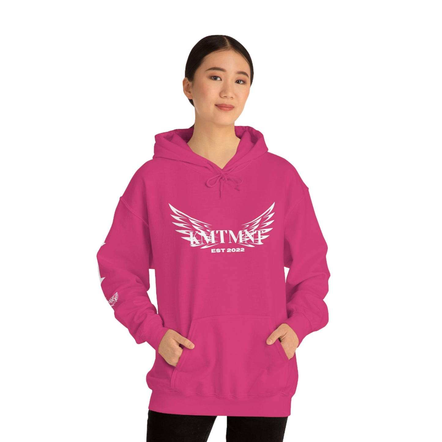 WINGED KEMETMENT Double sided with right arm arrows and winged decal Unisex Heavy Blend™ Hooded Sweatshirt