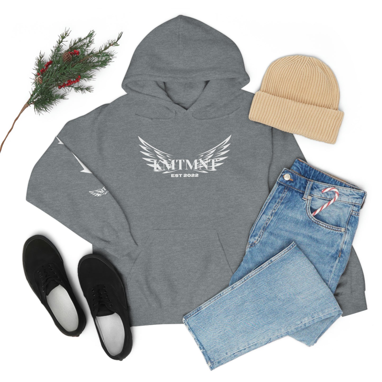 WINGED KEMETMENT Double sided with right arm arrows and winged decal Unisex Heavy Blend™ Hooded Sweatshirt