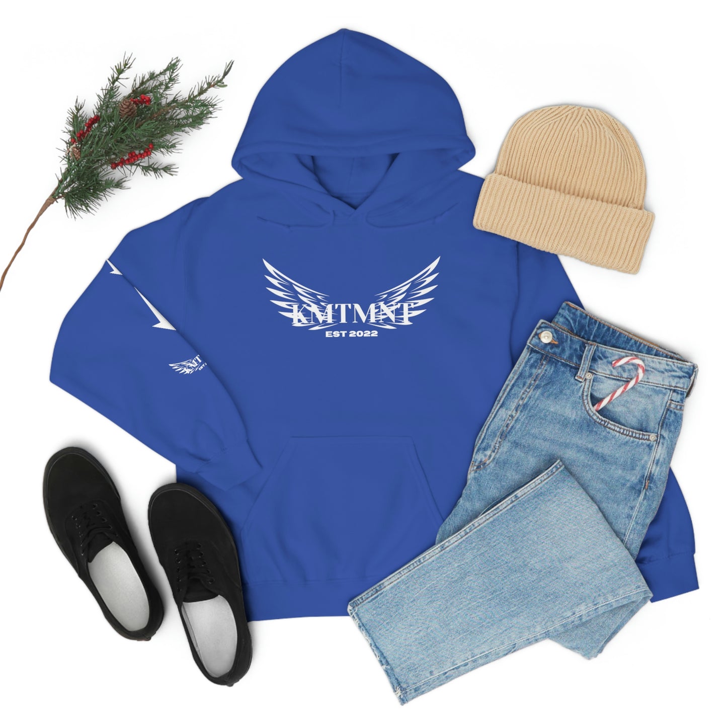 WINGED KEMETMENT Double sided with right arm arrows and winged decal Unisex Heavy Blend™ Hooded Sweatshirt