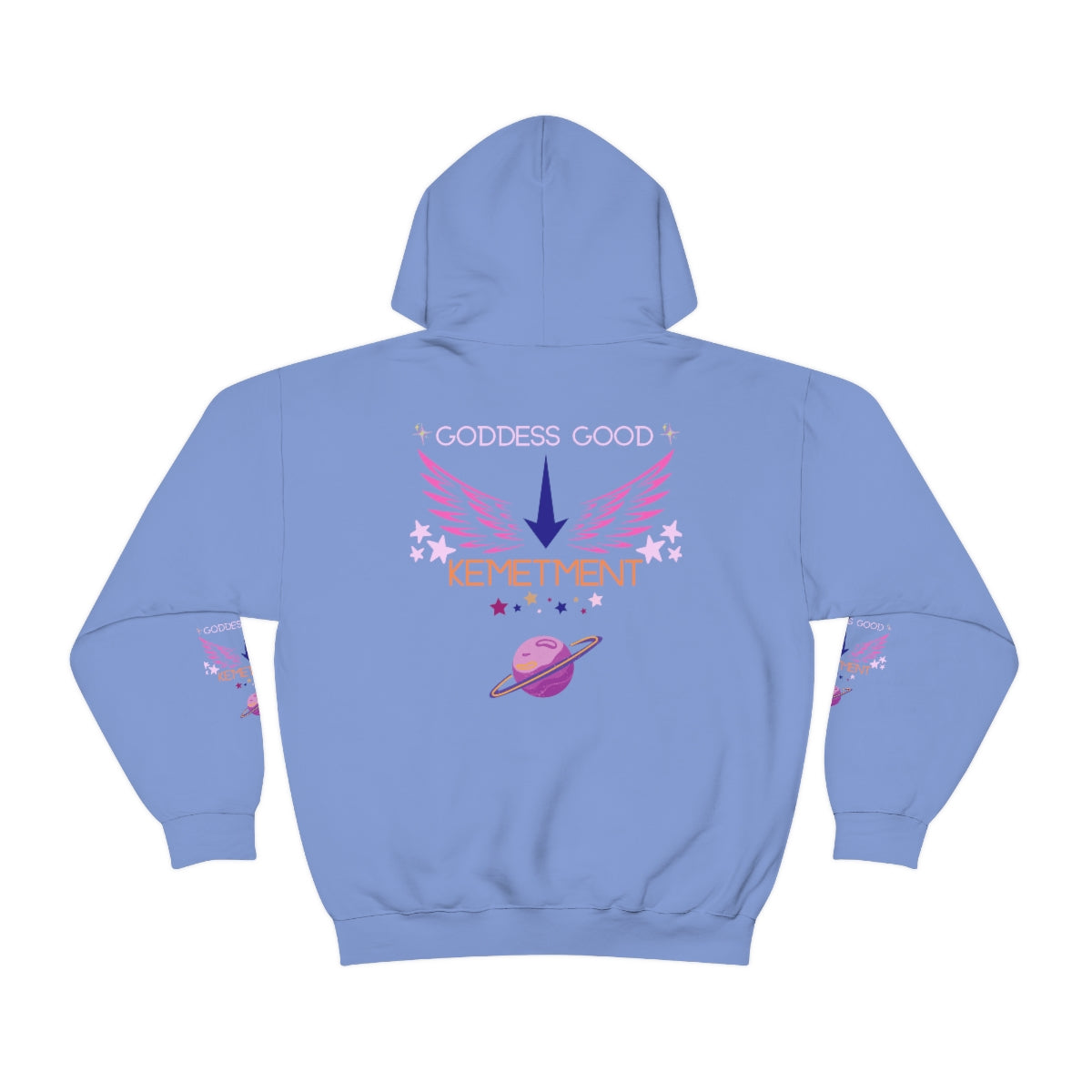 GODDESS GOOD DOUBLE SIDED Heavy Blend™ Hooded Sweatshirt with arm logos on both sleeves