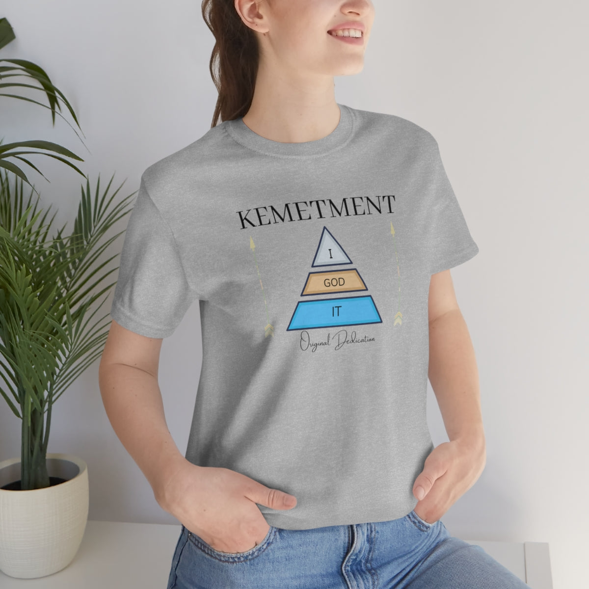 Womens Kemetment ( I God It ) 2 Sided Logo Bella Canva Jersey Short Sleeve Tee