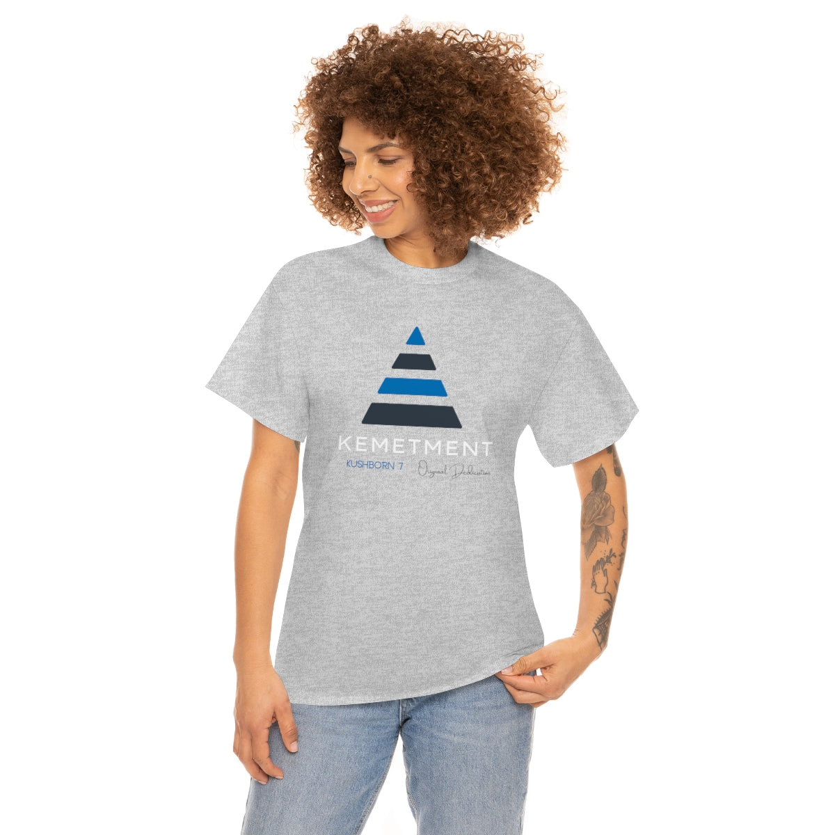 Front/ Back Kemetment Pyramid Logo Mens Heavy Cotton Tee...