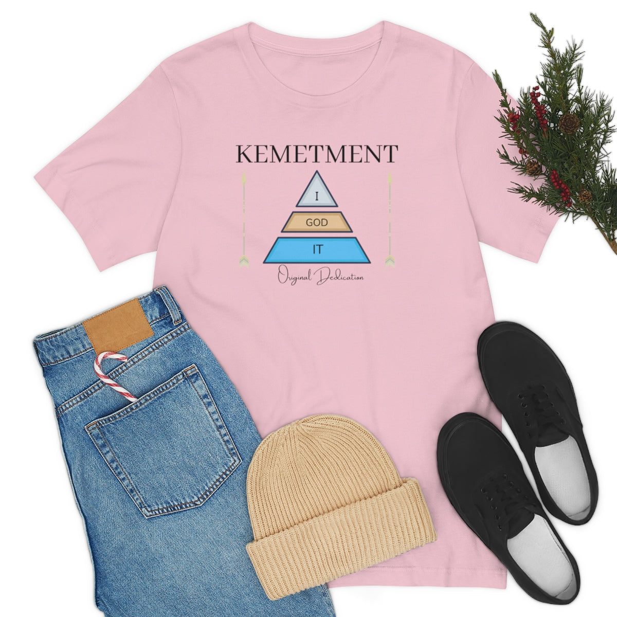 Womens Kemetment ( I God It ) 2 Sided Logo Bella Canva Jersey Short Sleeve Tee