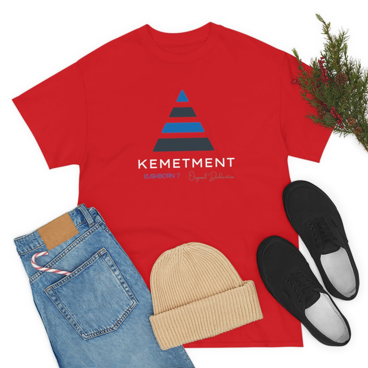 Front/ Back Kemetment Pyramid Logo Mens Heavy Cotton Tee...