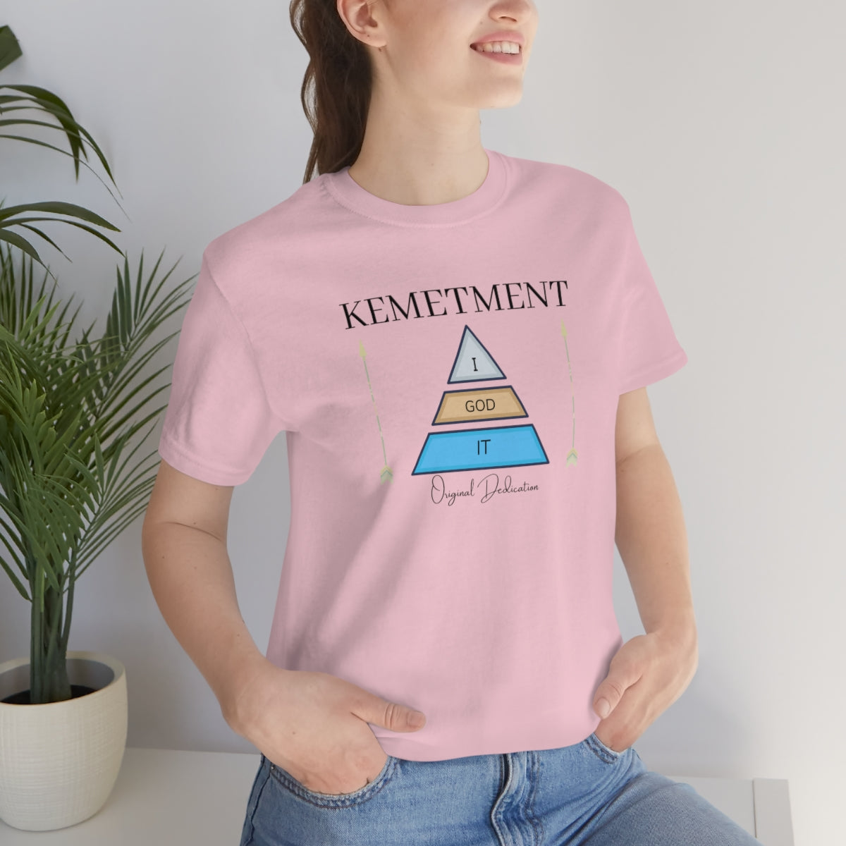 Womens Kemetment ( I God It ) 2 Sided Logo Bella Canva Jersey Short Sleeve Tee