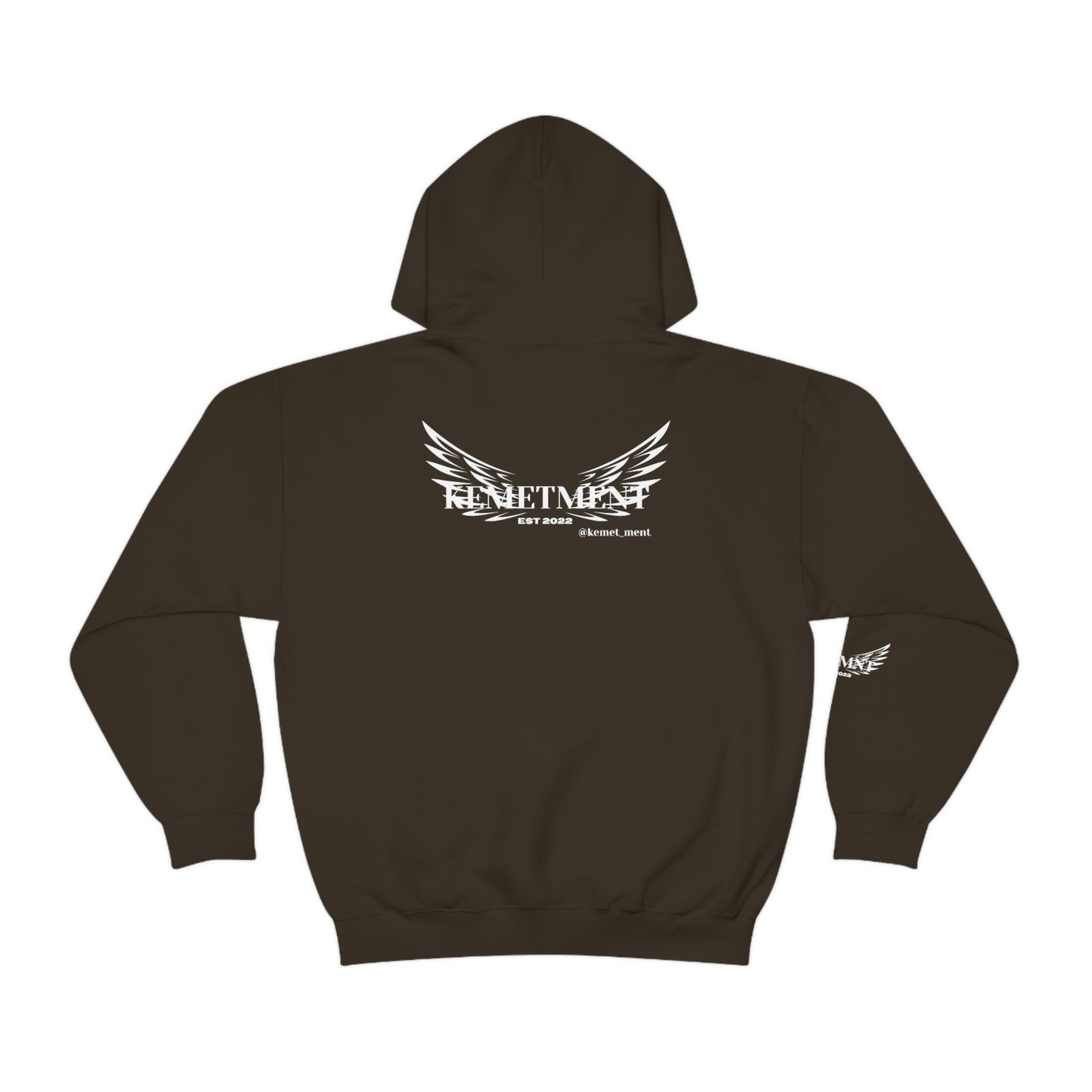 WINGED KEMETMENT Double sided with right arm arrows and winged decal Unisex Heavy Blend™ Hooded Sweatshirt