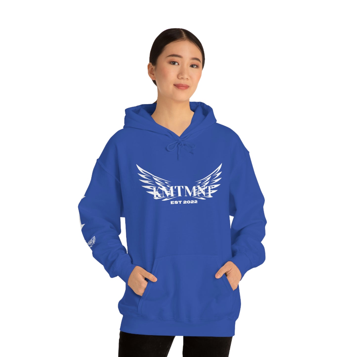 WINGED KEMETMENT Double sided with right arm arrows and winged decal Unisex Heavy Blend™ Hooded Sweatshirt