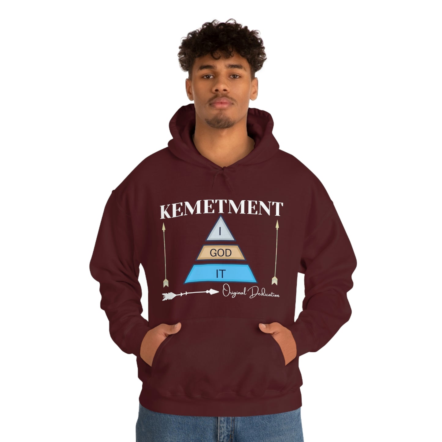 KEMETMENT DOUBLE SIDED "I GOD IT' LOGO Unisex Heavy Blend™ Hooded Sweatshirt