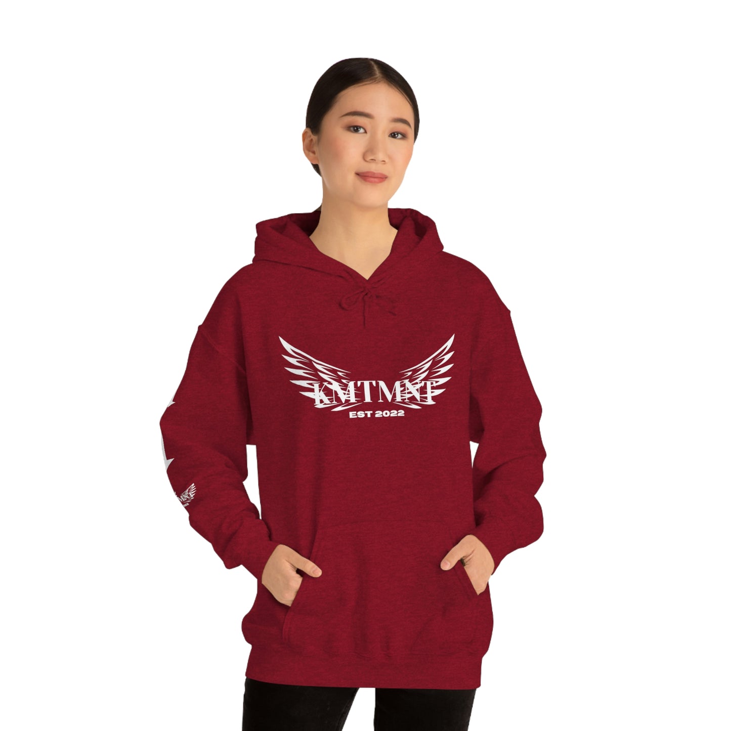 WINGED KEMETMENT Double sided with right arm arrows and winged decal Unisex Heavy Blend™ Hooded Sweatshirt