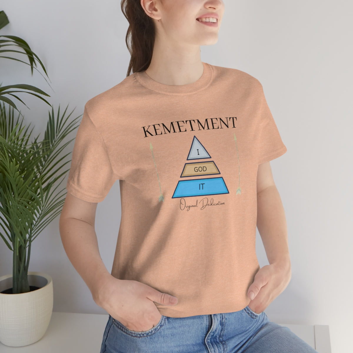 Womens Kemetment ( I God It ) 2 Sided Logo Bella Canva Jersey Short Sleeve Tee