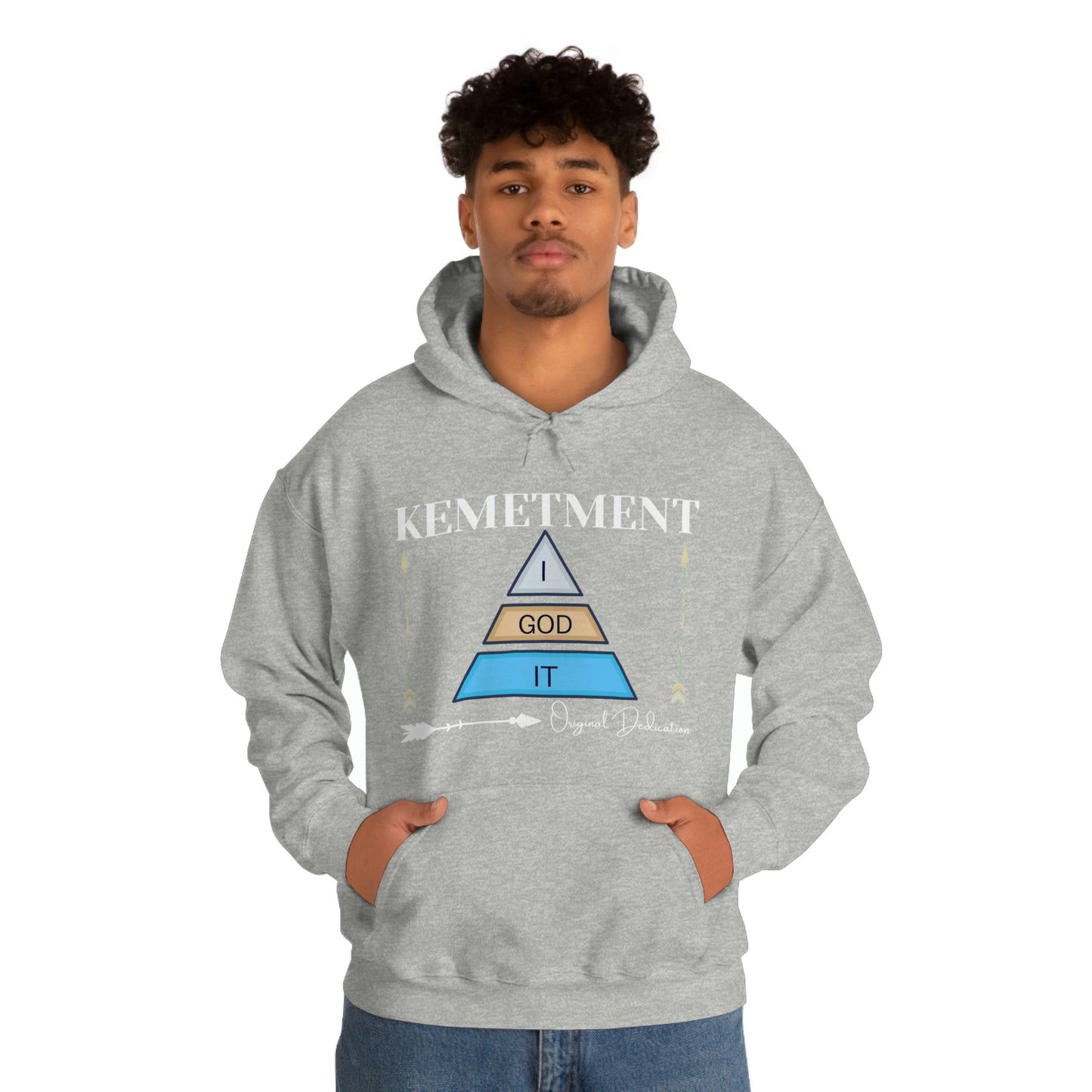 KEMETMENT DOUBLE SIDED "I GOD IT' LOGO Unisex Heavy Blend™ Hooded Sweatshirt