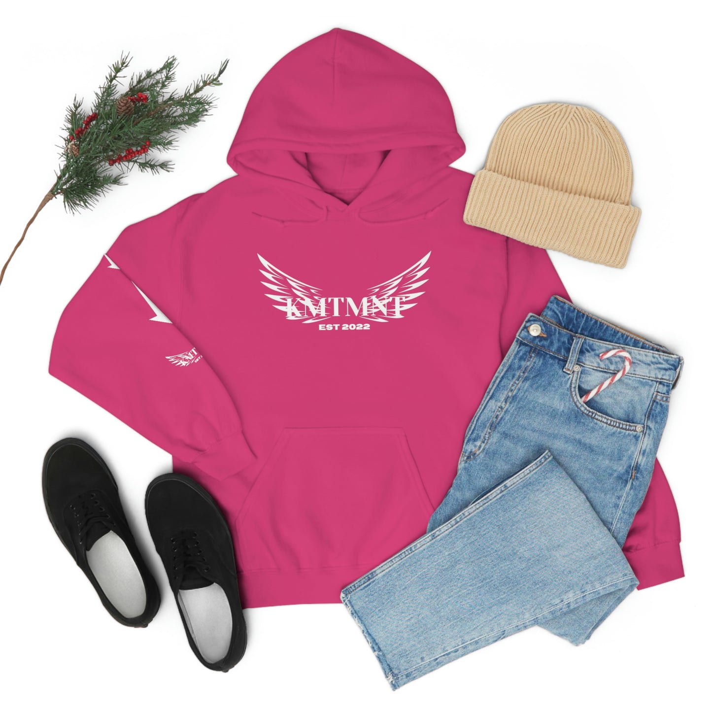 WINGED KEMETMENT Double sided with right arm arrows and winged decal Unisex Heavy Blend™ Hooded Sweatshirt