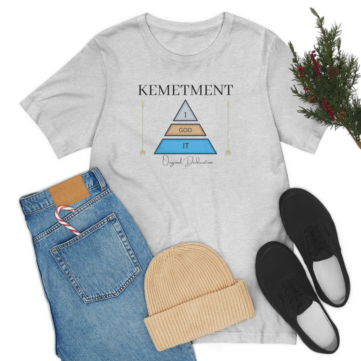 Womens Kemetment ( I God It ) 2 Sided Logo Bella Canva Jersey Short Sleeve Tee