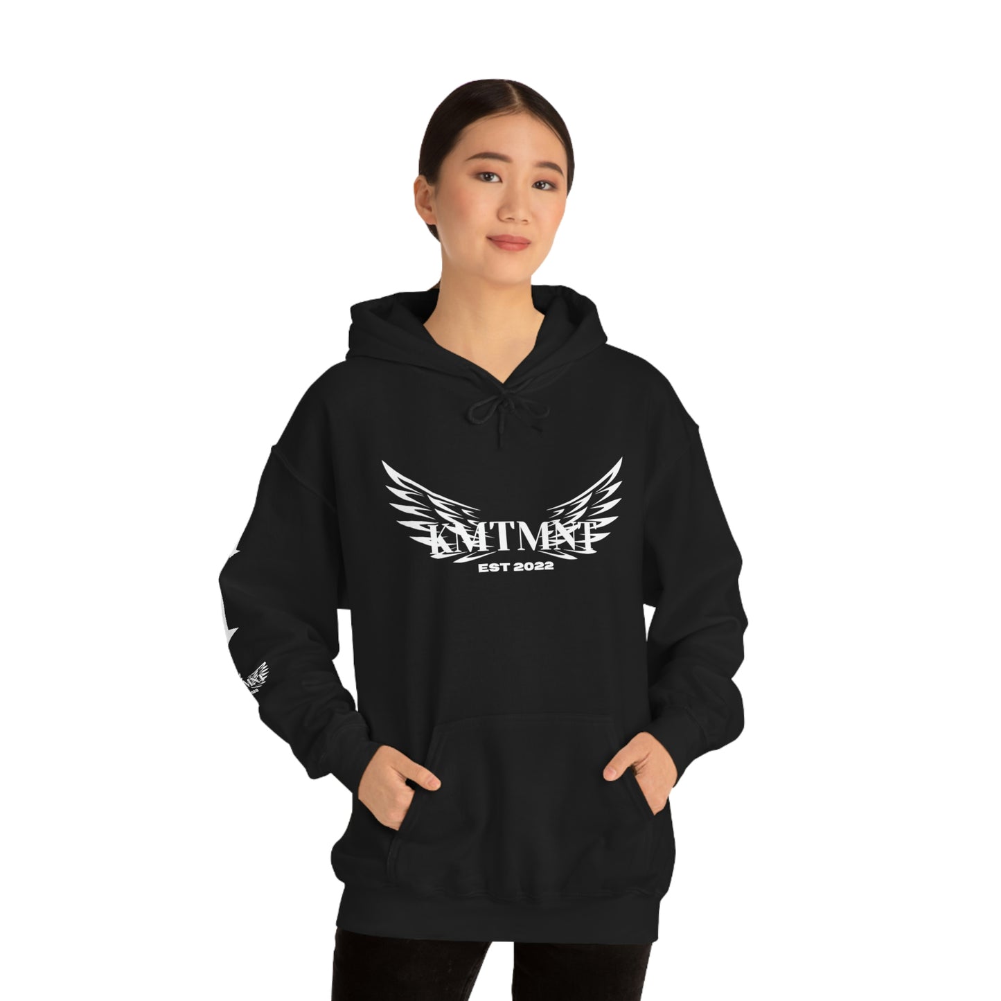 WINGED KEMETMENT Double sided with right arm arrows and winged decal Unisex Heavy Blend™ Hooded Sweatshirt