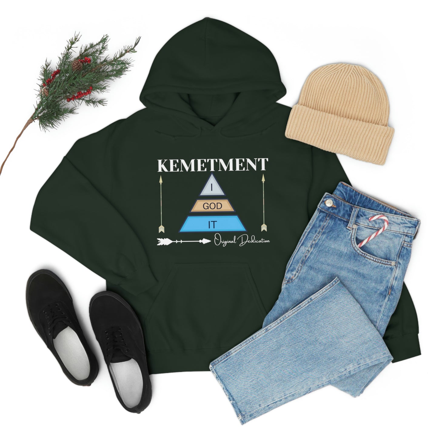 KEMETMENT DOUBLE SIDED "I GOD IT' LOGO Unisex Heavy Blend™ Hooded Sweatshirt