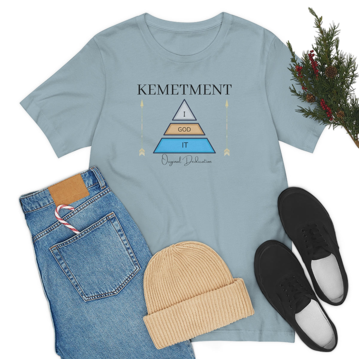 Womens Kemetment ( I God It ) 2 Sided Logo Bella Canva Jersey Short Sleeve Tee